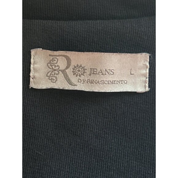 R Jeans Black Grunge Jacket L Tailored Fit Button Front Distressed Edge READ - Picture 6 of 14